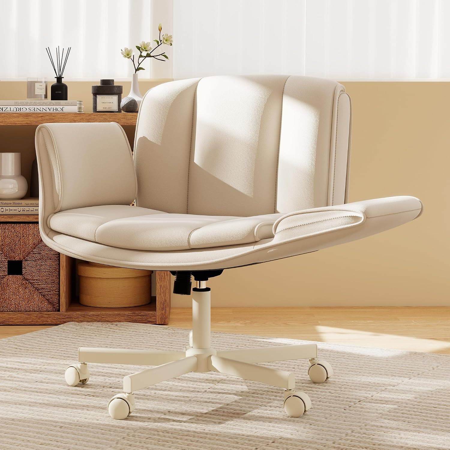 HeroSet Criss Cross Vanity Chair (Wheels + Armrests)